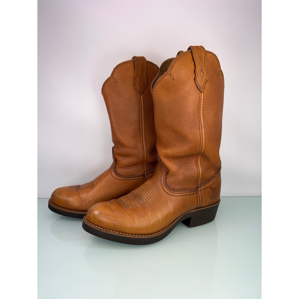 Georgia Boot Wellington Tan Leather Western Work Boots Women 8 Ranchcore Utility
